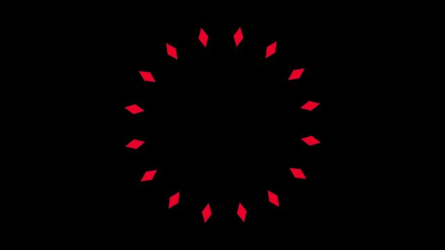 Red diamond flat loader spinning loop animation on black background