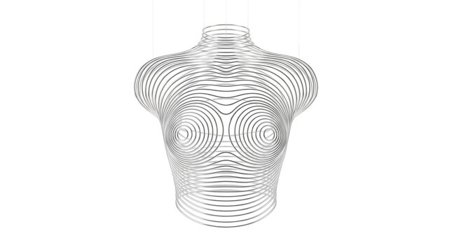 female mannequin torso wireframe contour line model 3d mesh digital body outline art concept isolated white background computer graphic design