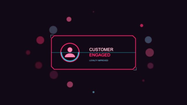 Customer engaged hud animation with user profile icon and loyalty improved metrics concept hud ui overlay