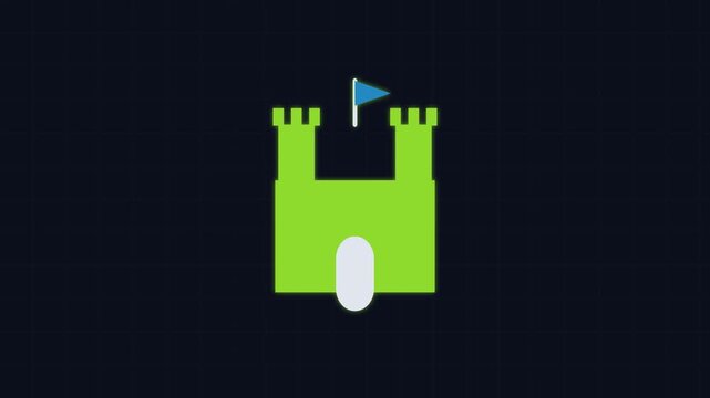 Three Green Castle Icons Aligned