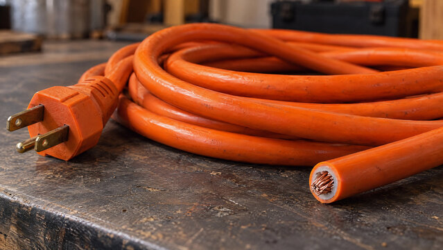 Torn Electrical Cable with Exposed Copper Wires