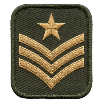 Embroidered Military Insignia with Star and Triple Chevrons