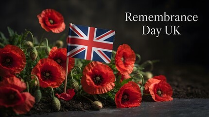 Fototapeta premium Remembrance day in the united kingdom honoring the fallen reflecting on sacrifice and commemorating the brave servicemen and women who gave their