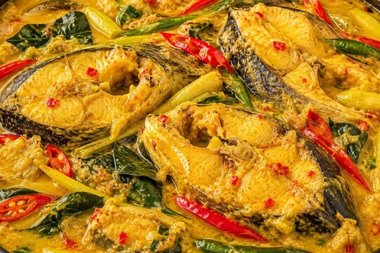 Patin Tempoyak Background. Malaysian Food.