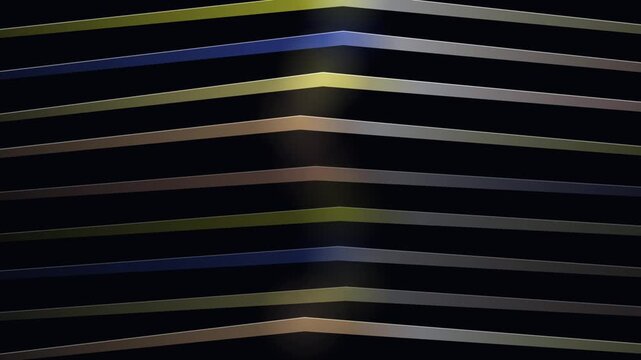 Rainbow colored lines traverse a dark geometric corner