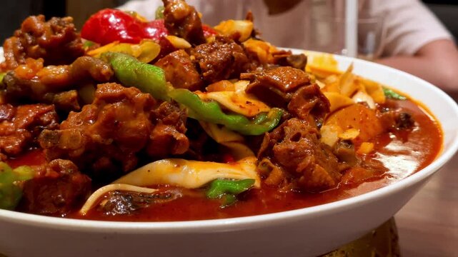 Hearty Meat and Vegetable Stew in Rich Red Sauce, Xinjiang style kitchen