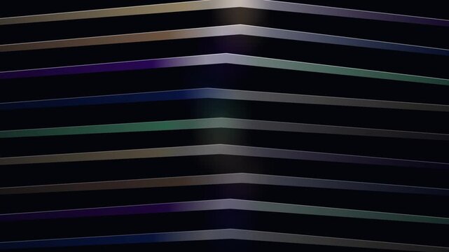 The video frame shows a geometric pattern of horizontal stripes reflecting on a corner surface.