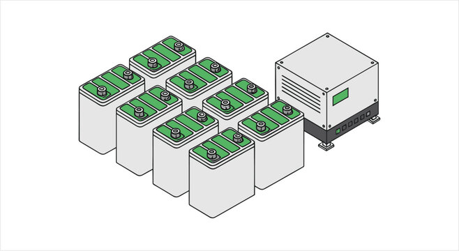 Array of Batteries and Generator for Power Supply.