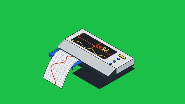 Heart rate monitor printing medical EKG chart on paper
