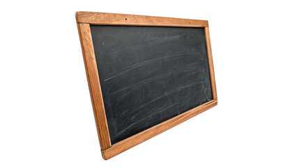 Classic empty green blackboard chalkboard with wooden frame school classroom isolated on transparent background © Grace