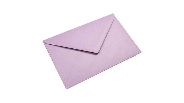Blank pastel purple paper letter envelope classic postal mail delivery isolated on transparent background