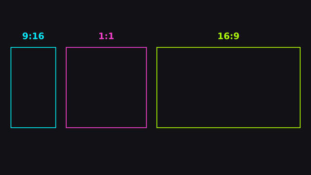 Neon Aspect Ratio Frames 9-16 1-1 16-9 Dark Guide