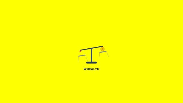 Minimalist scales balancing money on a bright yellow background