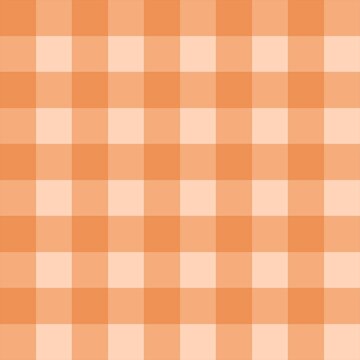Warm Orange & Soft Peach Gingham &mdash; Sunny Apricot Plaid Seamless Pattern. Perfect for fall decor, kitchen textiles, food branding, summer picnic, kids&rsquo; apparel, birthday party. 