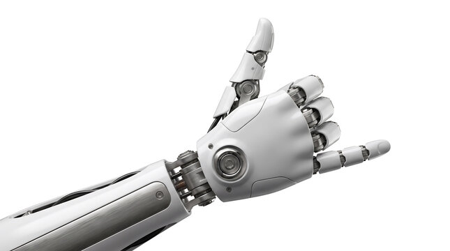 Futuristic Robotic Hand Showing Shaka Gesture Representing Advanced Artificial Intelligence Communication