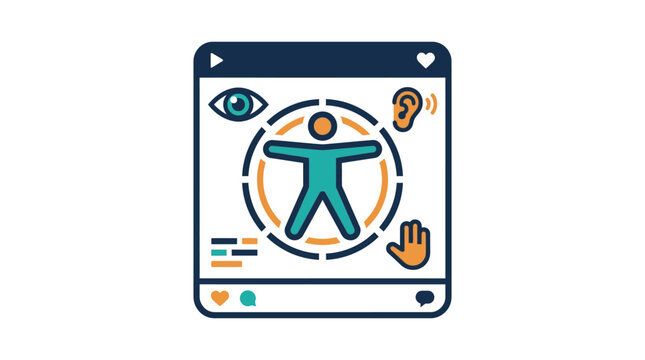 Digital Accessibility and Inclusive Media Vector Illustration with Sensory Icons