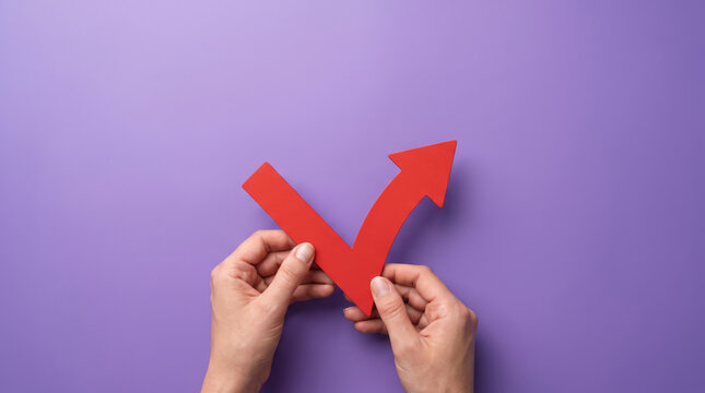 Inflation red arrow signals economy pressure and concern. Financial crisis recession. stock price increase falling, bankruptcy risk loss, chart graph statistic