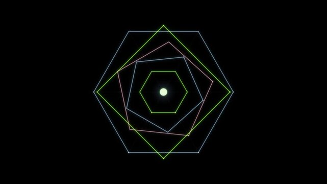 Concentric polygon outlines form a seamlessly looping animated abstract design