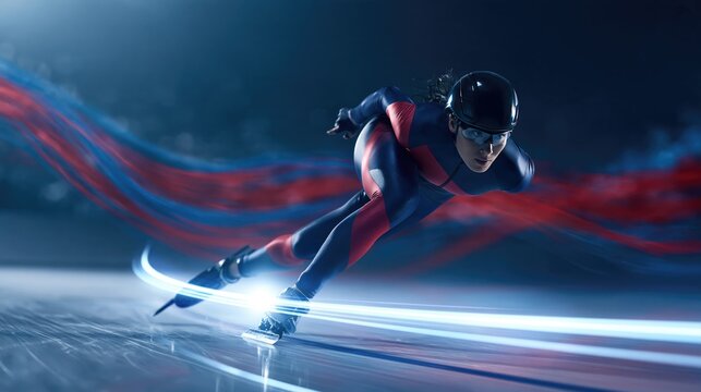 Speed and Efficiency in Continuous Growth: Speed Skater Gliding with Light Trails