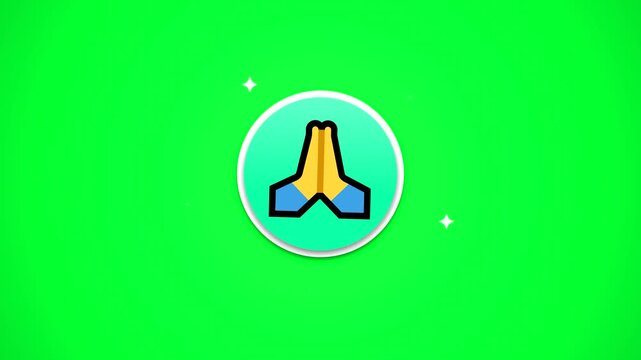 Animated praying hands icon on green screen, pray symbol motion graphic animation, spiritual gesture element for video editing