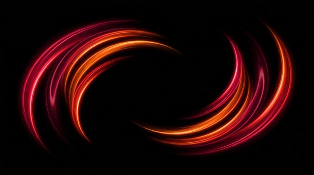 Abstract glowing red light swirl lines background overlay effect transparent motion wave vector illustration.