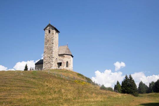 Church of Saint Vigil (Sankt-Vigilius-Kirche) located on the Vigiljoch (Monte San Vigilio), South Tyrol, Italy