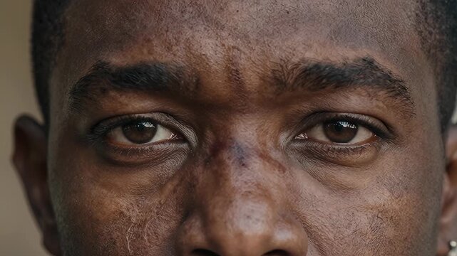 Close-Up of Male Faces Showing Emotions and Expressions