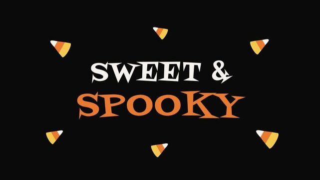 Sweet and spooky Halloween text animation with candy corn accents