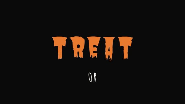Orange treat text animation on black background with oR