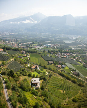 Panoramic view of the Adige Valley from the slopes of Monte San Vigilio in South Tyrol Italy