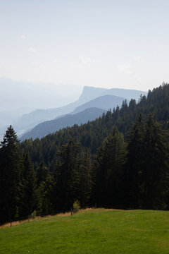 Panoramic view of the Adige Valley from the slopes of Monte San Vigilio in South Tyrol Italy