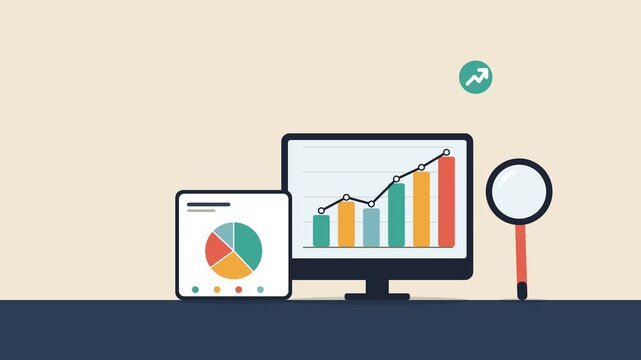 Data analysis and business growth animation with charts