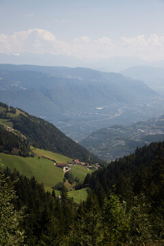 Panoramic view of the Adige Valley from the slopes of Monte San Vigilio in South Tyrol Italy