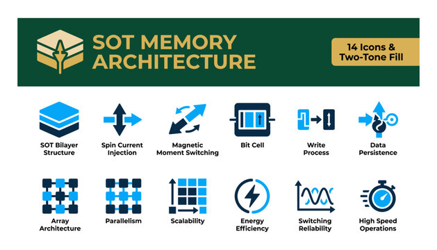 Sot memory architecture infographic icons set