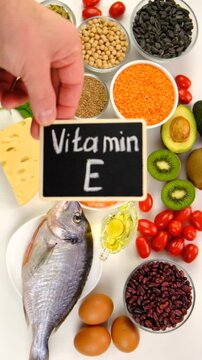 Foods that contain vitamin E. Selective focus.