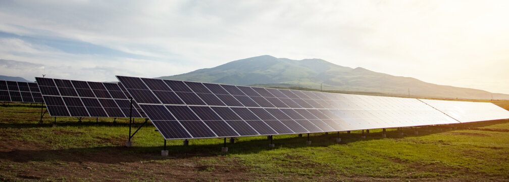 Solar panels with blue sky