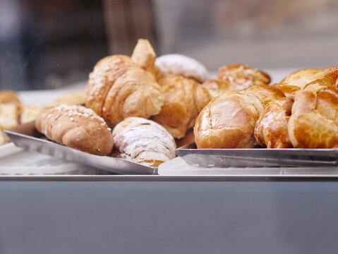 delicious traditional Neapolitan pastries in a small display case