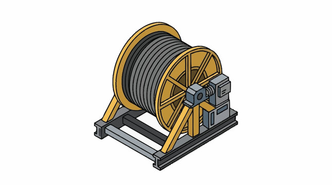 Heavy Duty Cable Reel With Mounting Bracket Isometric View.