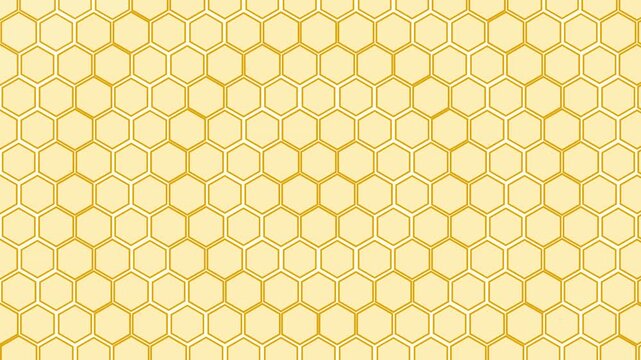 Golden honeycomb pattern filling with honey nectar on light background