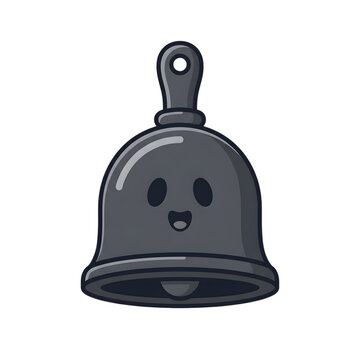 Cute cartoon style hand bell illustration with a happy smiling face.