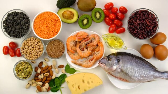 Foods that contain vitamin E. Selective focus.
