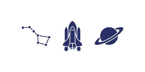 Space theme flat icons including constellation space shuttle and saturn. © SAJID