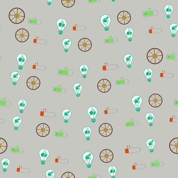 Seamless pattern of energy and sustainability icons