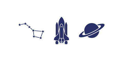 Space exploration icons set with constellation rocket ship and planet. © SAJID