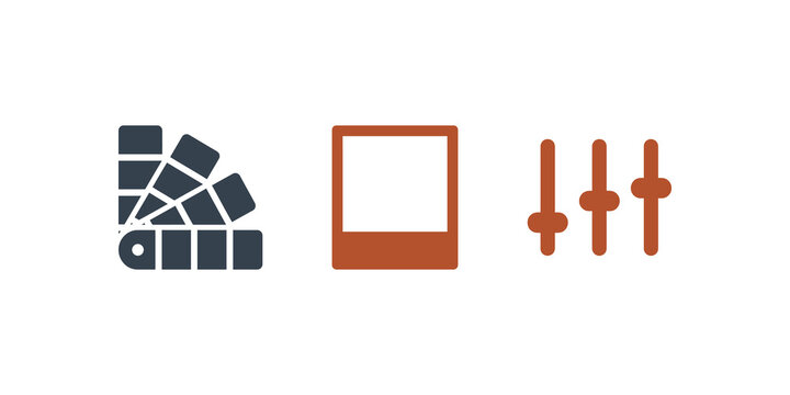 Graphic design tools set color palette frame sliders for photo editing.