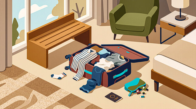 Overpacked Suitcase Struggling to Close