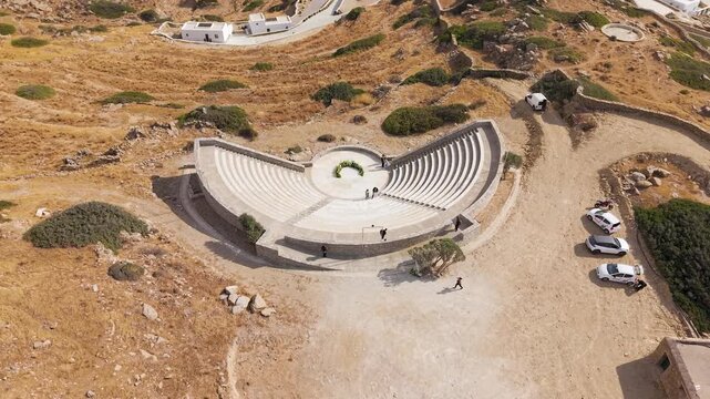 Odysseas Elytis Theatre Overlooking Mylopotas Beach in Ios Greece