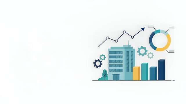 Business Growth Infographic with Corporate Building and Analytics Charts