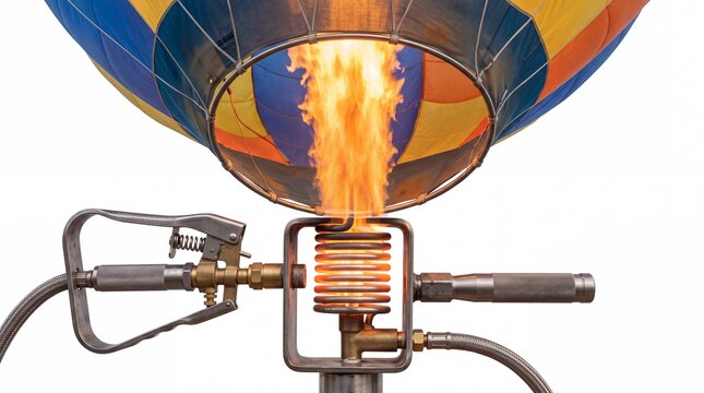 Balloon fiesta hot air balloon gas burner firing flame upwards