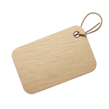 Blank brown cardboard paper tag with a string loop isolated on transparent background